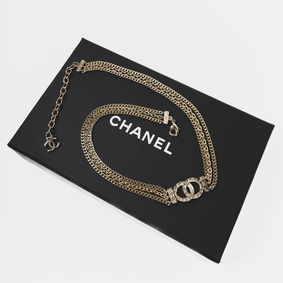 Chanel A21 Light Gold CC Triple Chain Choker - Picture 1 of 7